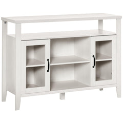 Farmhouse Sideboard Buffet Cabinet with Glass Doors and Storage Shelves