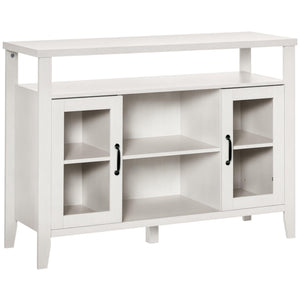 Farmhouse Sideboard Buffet Cabinet with Glass Doors and Storage Shelves