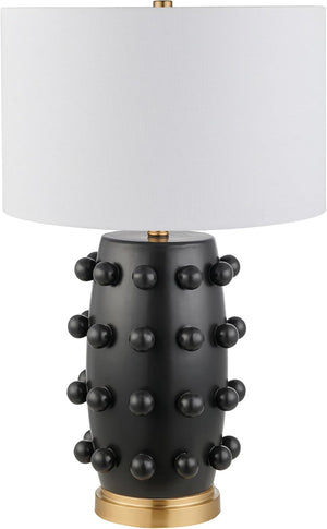 Modern Ceramic Table Lamp with Spherical Orbs & Fabric Drum Shade