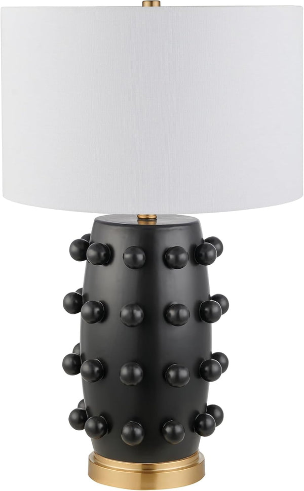 Modern Ceramic Table Lamp with Spherical Orbs & Fabric Drum Shade