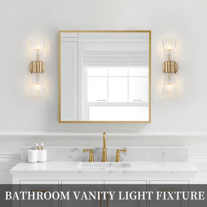 Mid-Century Modern 2-Light Wall Sconce – Gold Glass Shade