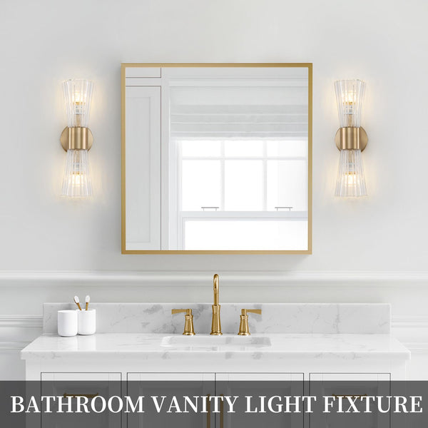 Mid-Century Modern 2-Light Wall Sconce – Gold Glass Shade