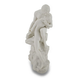 White Marble Lovers Embrace Nude Sculpture