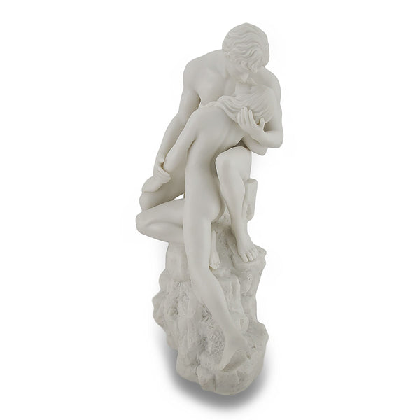White Marble Lovers Embrace Nude Sculpture