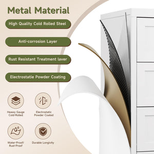 5-Drawer Metal Dresser – White Steel Chest of Drawers