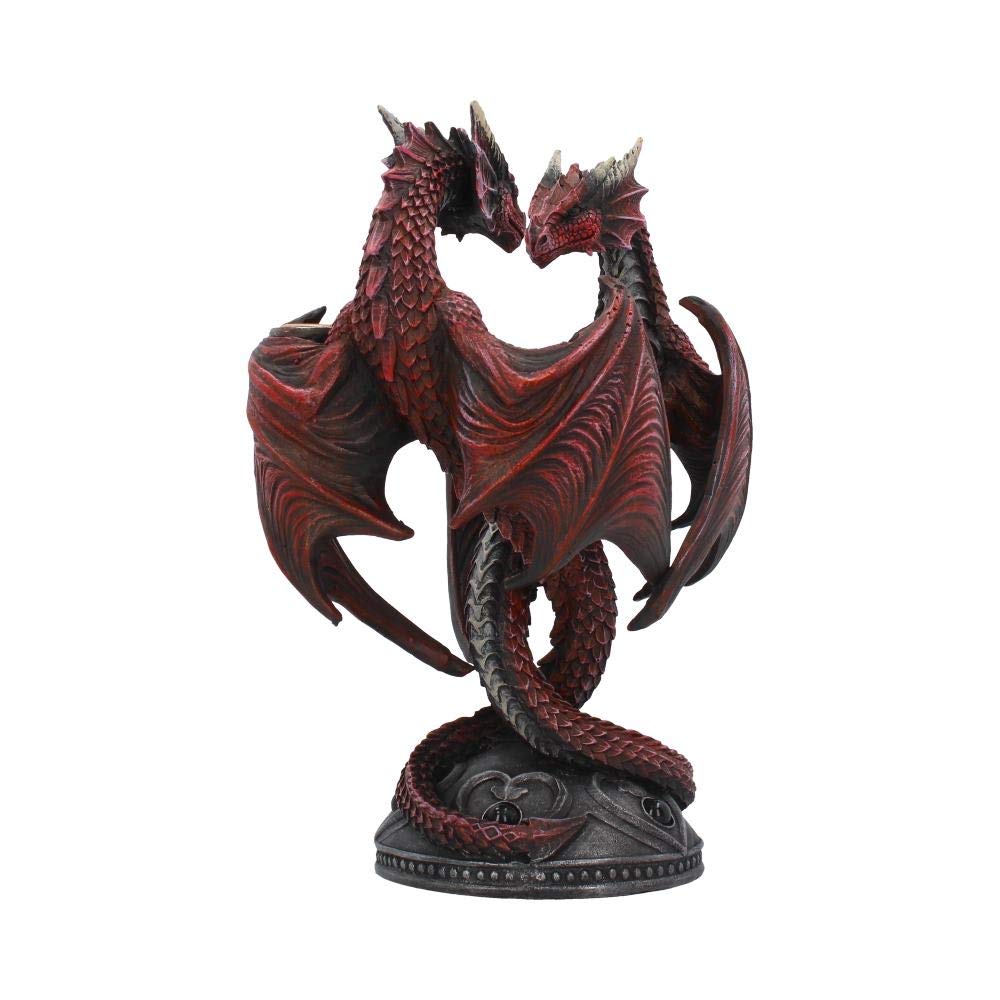 Dragon Heart Candle Holder — Hand-Painted Resin, Red, 23cm