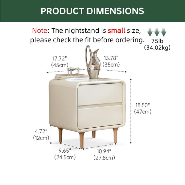 Solid Wood Nightstand with Drawers