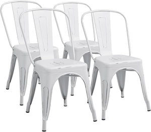 Stackable Metal Dining Chair Set of 4 – Indoor & Outdoor