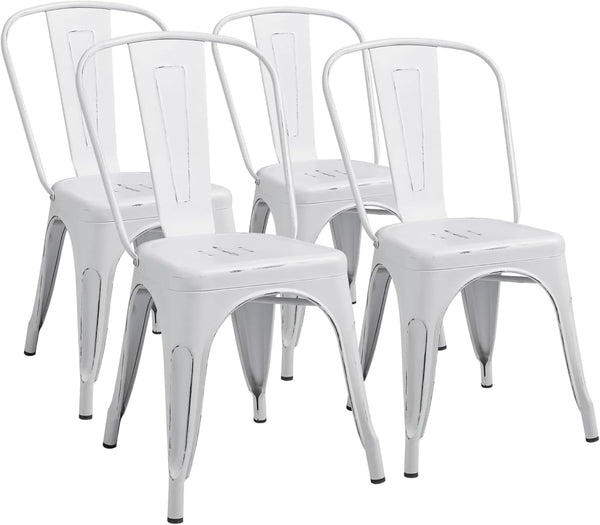 Stackable Metal Dining Chair Set of 4 – Indoor & Outdoor