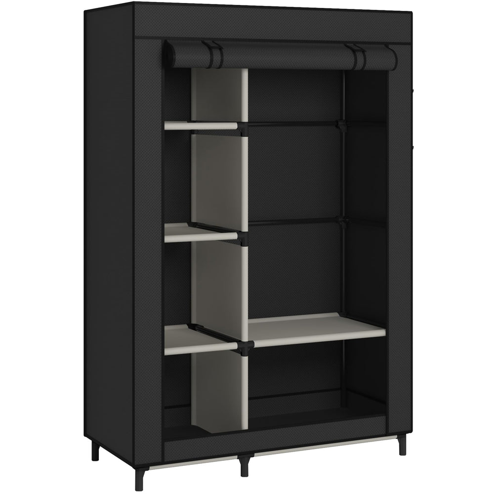 Portable Wardrobe Closet with 6 Shelves & Hanging Rod