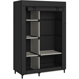 Portable Wardrobe Closet with 6 Shelves & Hanging Rod