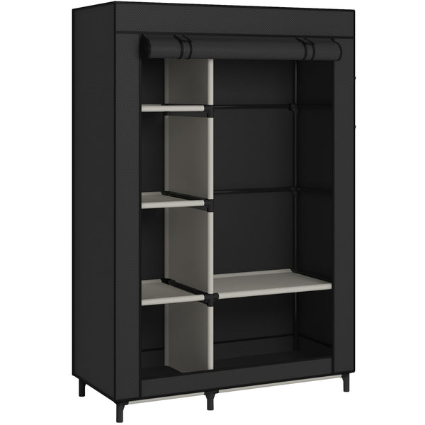 Portable Wardrobe Closet with 6 Shelves & Hanging Rod