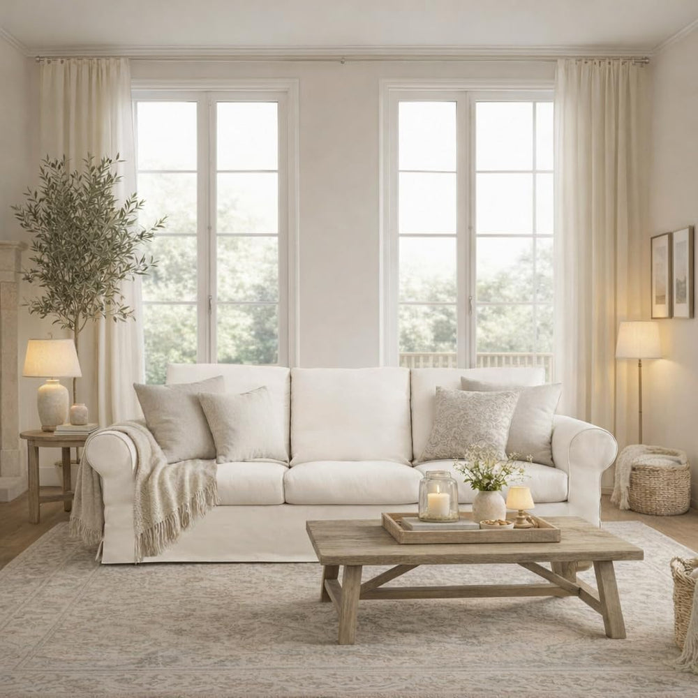 3-Seater Sofa with Removable Slipcover & High Back Support