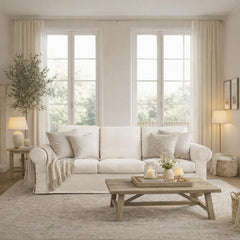 3-Seater Sofa with Removable Slipcover & High Back Support