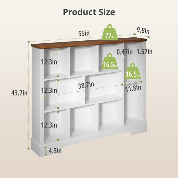 10-Cube Open Bookcase with Base – 3-Tier Storage Organizer