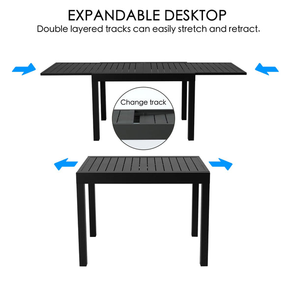 Expandable Aluminum Patio Dining Table for 4–6 People