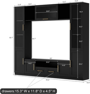 94" Wall Unit Entertainment Center with LED Lights