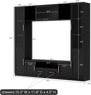 94" Wall Unit Entertainment Center with LED Lights