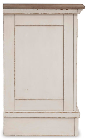 Chipped White Nightstand with Drawers & USB Charging