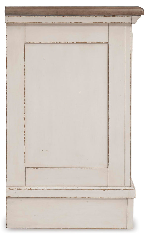 Chipped White Nightstand with Drawers & USB Charging