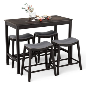 5-Piece Counter Height Dining Set with 4 Upholstered Stools