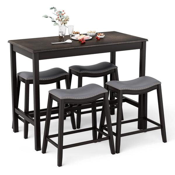 5-Piece Counter Height Dining Set with 4 Upholstered Stools