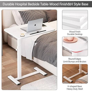 Adjustable Overbed Table with Wheels & Cup Holder