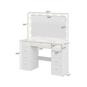 Makeup Vanity Desk with LED Lights & Large Mirror