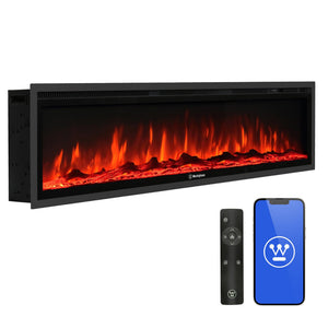60-Inch Recessed Electric Fireplace Heater with Color Changing Flames