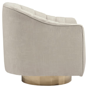 Velvet Swivel Accent Chair – Beige & Gold