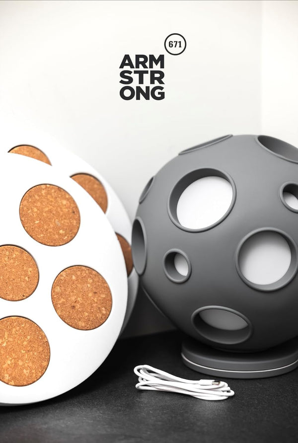 Moon-Inspired Adjustable Glow Table Lamp with Cork Details