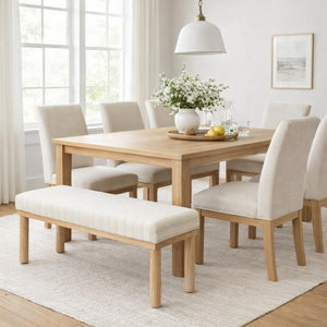 Upholstered Accent Bench with Wood Legs