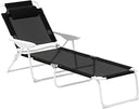Folding Outdoor Chaise Lounge Chair with Reclining Back & Armrests