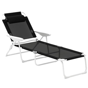Folding Outdoor Chaise Lounge Chair with Reclining Back & Armrests