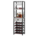 4-Tier Freestanding Wine Rack with Bar Cabinet & Glass Holder