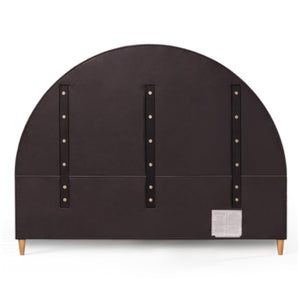 Boucle Platform Bed Frame with Arch Headboard & Wood Legs