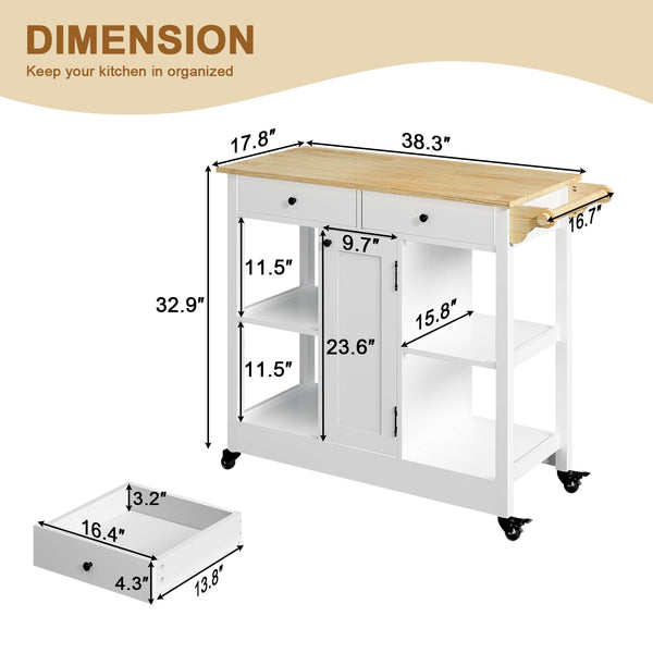 Rolling Kitchen Island Cart with Storage