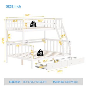 Twin Over Full Bunk Bed with Charging Station & LED Lights