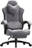 Ergonomic Fabric Gaming Chair with Heated Massage & Footrest