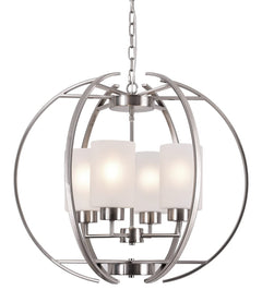 4-Light Globe Chandelier with Frosted Glass Shades