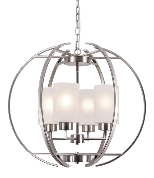 4-Light Globe Chandelier with Frosted Glass Shades