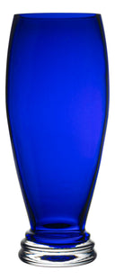 Cobalt Blue Glass Footed Round Vase 12 Inch