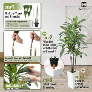 Artificial Dracaena Tree with White Pot & Moss