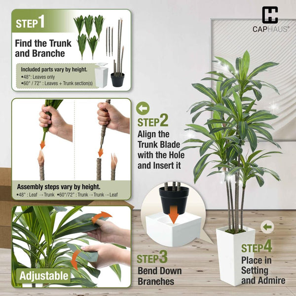Artificial Dracaena Tree with White Pot & Moss