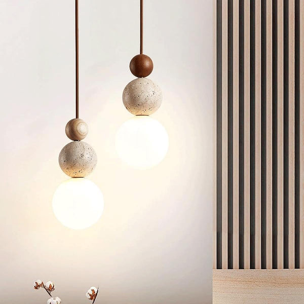 Stone & Glass Pendant Light – G9 Hanging Ceiling Lamp