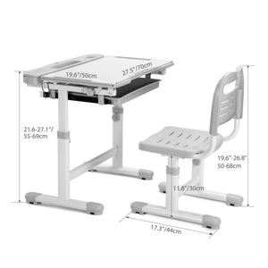 Kids Height-Adjustable Desk & Chair Set with LED Lamp