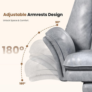Big and Tall Office Chair with Flip Armrests, Footrest & Reclining Wide Seat