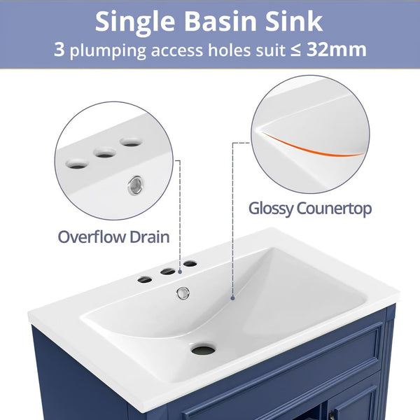 36-Inch Freestanding Bathroom Vanity Set with Sink and Mirror Cabinet