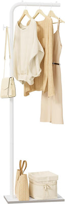 L-Shaped Metal Coat Rack with Rock Base