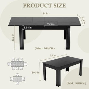 Expandable Dining Table 54"–84" | Seats 4–10 | Engineered Wood